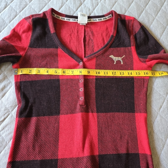 Victoria's Secret PINK Red Plaid Onesie Bling Medium - Picture 9 of 10